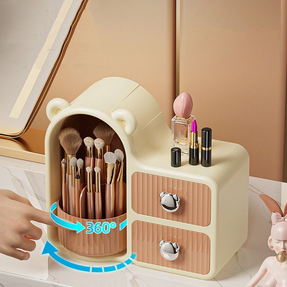 360° ROTATING BEAR MAKEUP STORAGE BOX