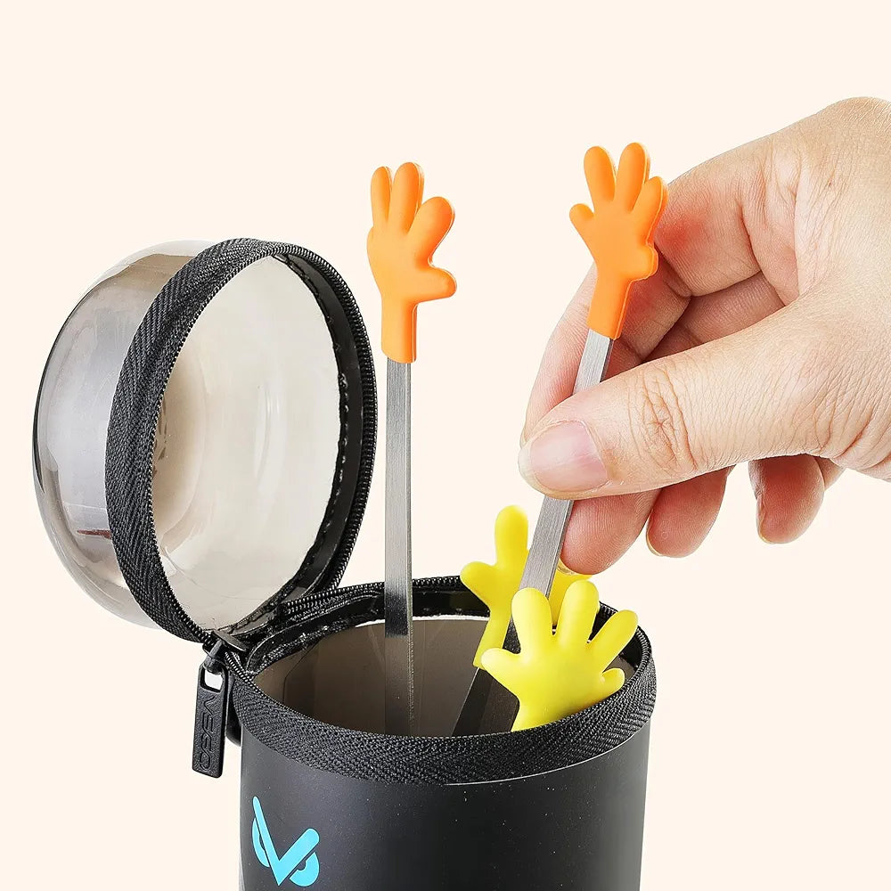 STAINLESS STEEL SILICONE MINI FOOD TONG (HAND SHAPED CLIP)