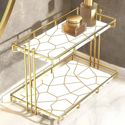 IRON ART MARBLE STYLE NORDIC COSMETICS STORAGE ORGANIZER