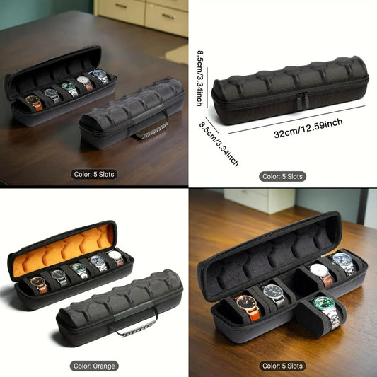 5 Slot Luxury Men's Watch Box - Premium Wristwatch Storage Case