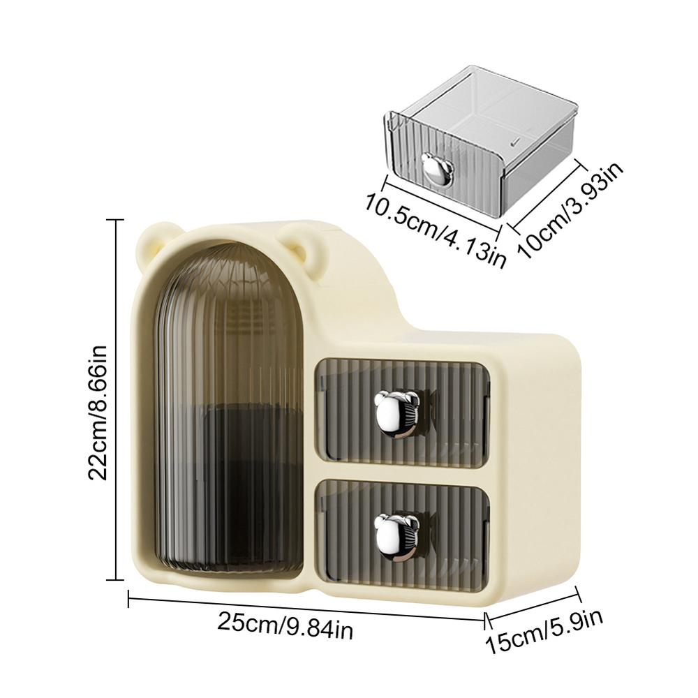 360° ROTATING BEAR MAKEUP STORAGE BOX