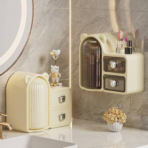 360° ROTATING BEAR MAKEUP STORAGE BOX