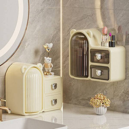 360° ROTATING BEAR MAKEUP STORAGE BOX