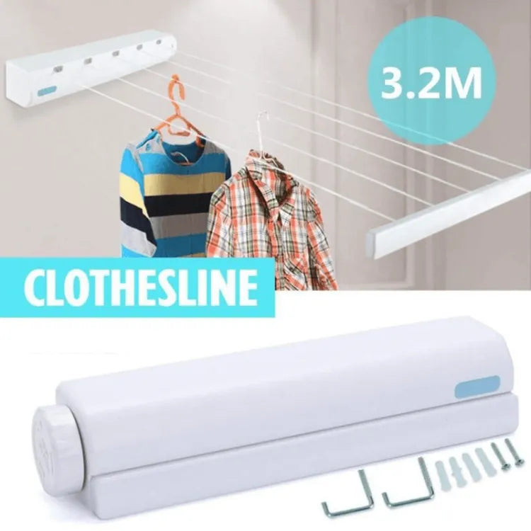 WALL MOUNTED RETRACTABLE INDOOR CLOTHES HANGER DRYING RACK