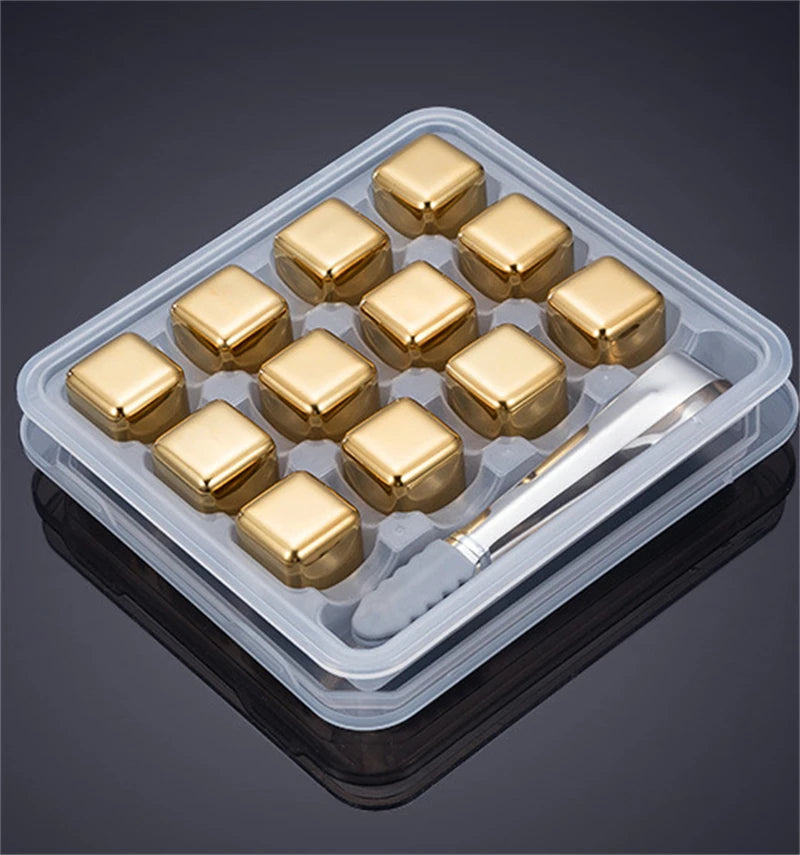 REUSABLE STAINLESS STEEL ICE CUBES ICE PELLETS COOLING STONES COOLER FOR DRINK BAR TOOL