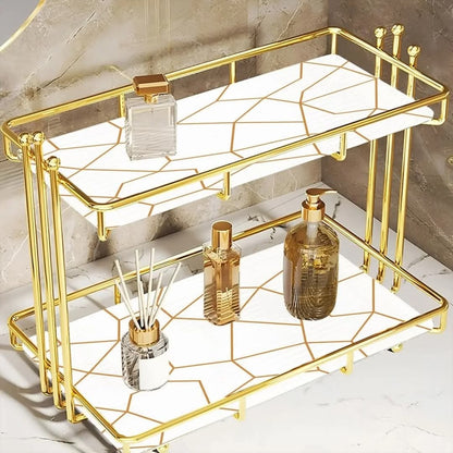 IRON ART MARBLE STYLE NORDIC COSMETICS STORAGE ORGANIZER