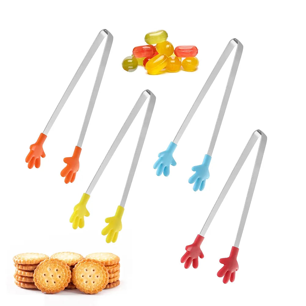 STAINLESS STEEL SILICONE MINI FOOD TONG (HAND SHAPED CLIP)