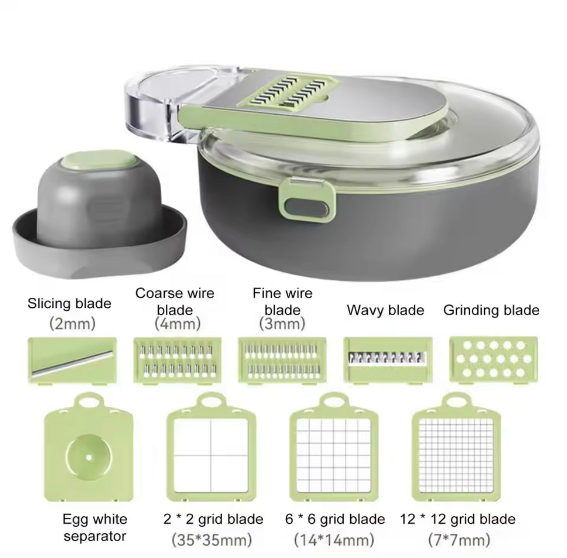 MANUAL 9 IN 1 VEGETABLE CHOPPER, DRAINING VEGETABLE CUTTER WITH STAINLESS STEEL BLADES