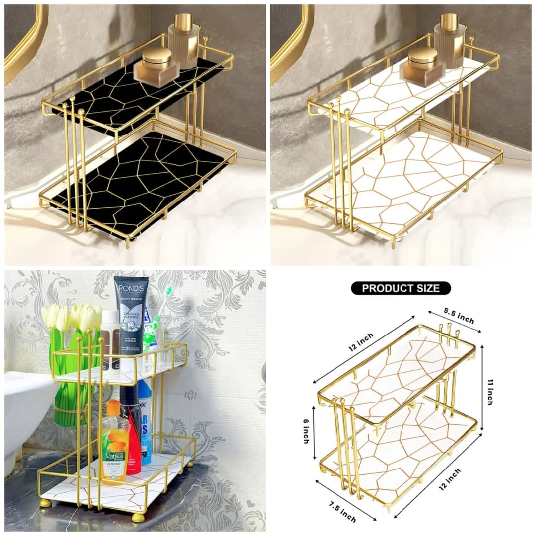 IRON ART MARBLE STYLE NORDIC COSMETICS STORAGE ORGANIZER