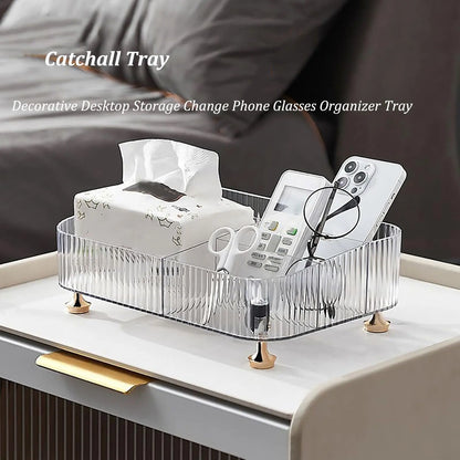 CLEAR DESKTOP ACRYLIC COSMETICS STORAGE TRAY