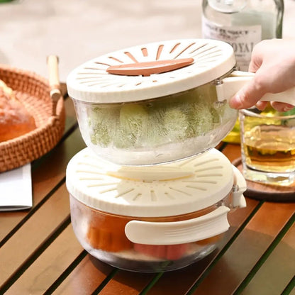 MULTIFUNCTIONAL FRUIT AND VEGETABLE DRAINING BASKET WITH LID
