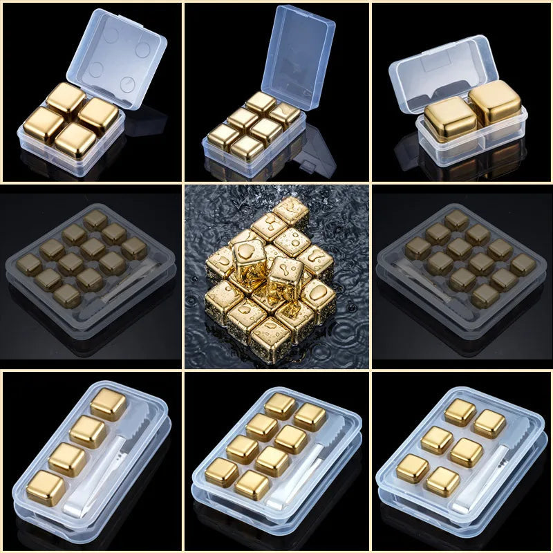 REUSABLE STAINLESS STEEL ICE CUBES ICE PELLETS COOLING STONES COOLER FOR DRINK BAR TOOL