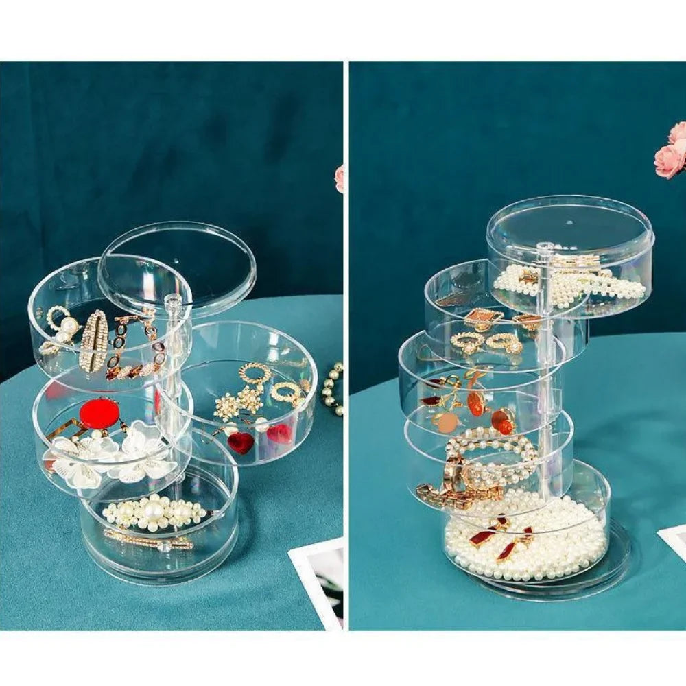 ROTATING JEWELRY ORGANIZER BOX – TRANSPARENT STORAGE FOR ACCESSORIES