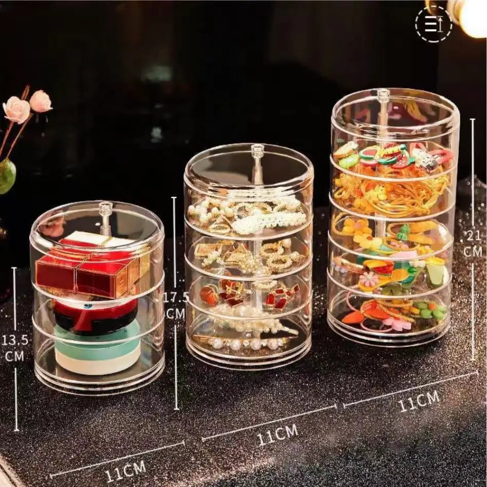 ROTATING JEWELRY ORGANIZER BOX – TRANSPARENT STORAGE FOR ACCESSORIES