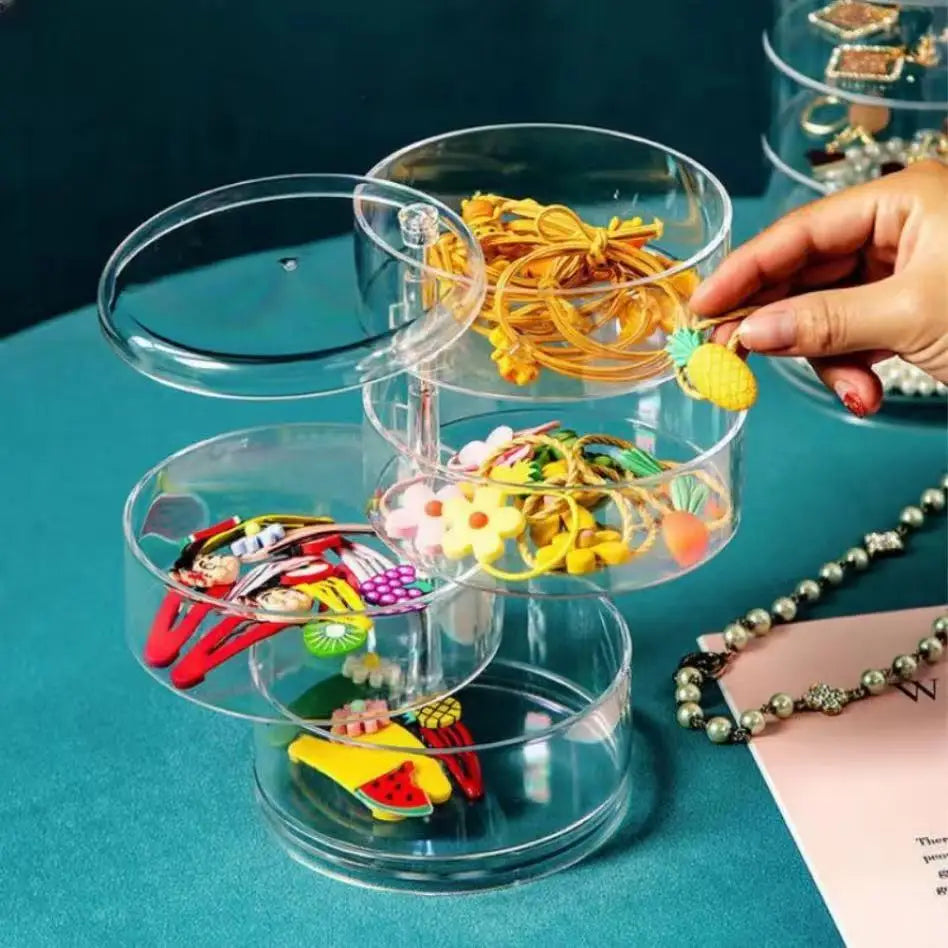 ROTATING JEWELRY ORGANIZER BOX – TRANSPARENT STORAGE FOR ACCESSORIES