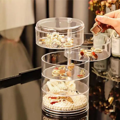 ROTATING JEWELRY ORGANIZER BOX – TRANSPARENT STORAGE FOR ACCESSORIES