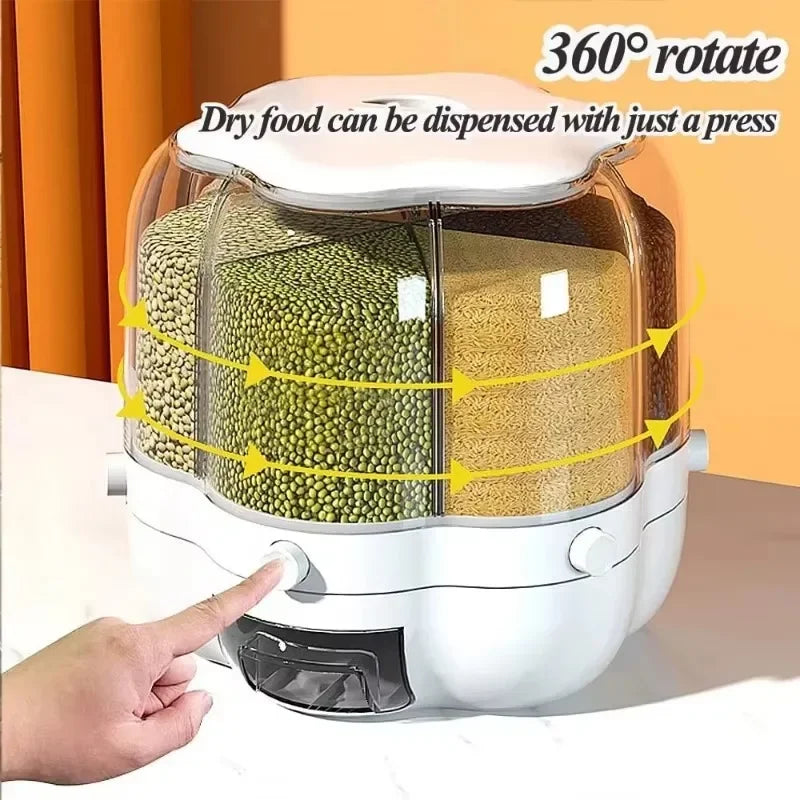 SMART 360° ROTATING RICE CONTAINER FOR SPACE-SAVING STORAGE