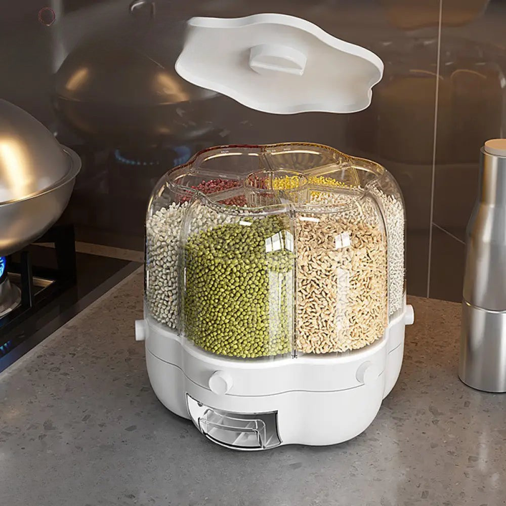 SMART 360° ROTATING RICE CONTAINER FOR SPACE-SAVING STORAGE