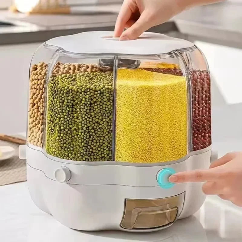 SMART 360° ROTATING RICE CONTAINER FOR SPACE-SAVING STORAGE