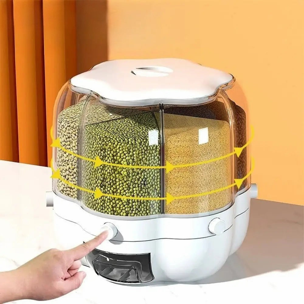 SMART 360° ROTATING RICE CONTAINER FOR SPACE-SAVING STORAGE