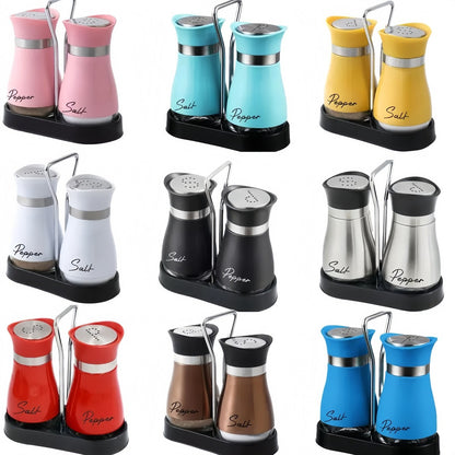 CLASSIC SALT AND PEPPER DISPENSERS WITH STAND
