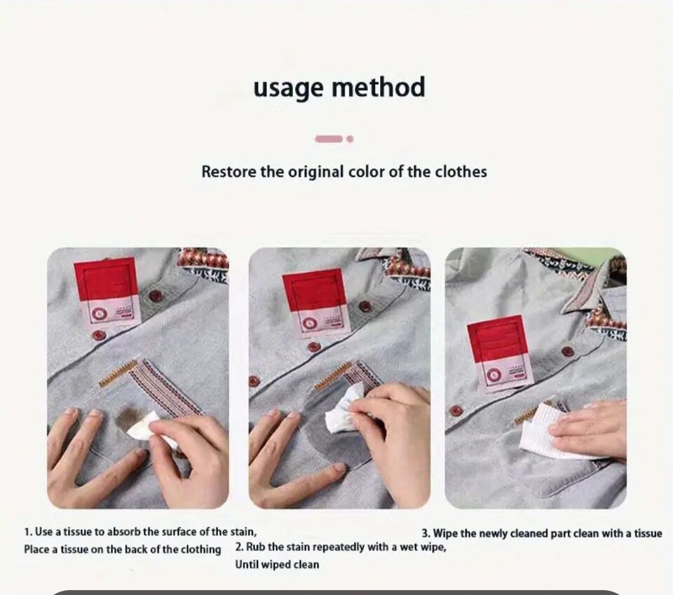 PRODESIRE™ CLOTHES STAIN REMOVAL WET WIPES STAIN INDIVIDUALLY WRAPPED