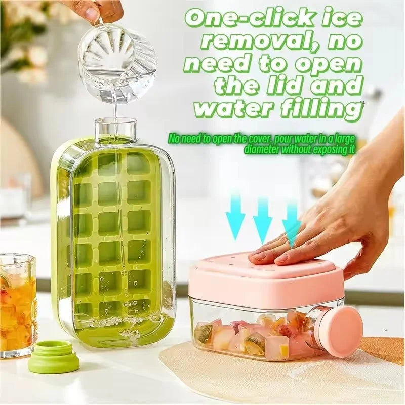 PORTABLE SILICONE ICE CUBE MAKER WITH STRAW
