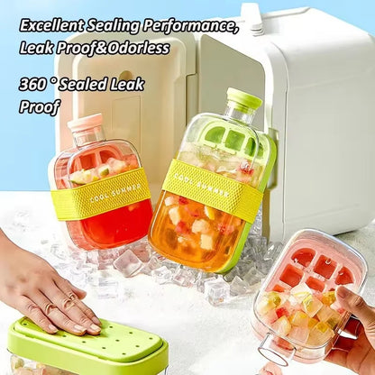 PORTABLE SILICONE ICE CUBE MAKER WITH STRAW
