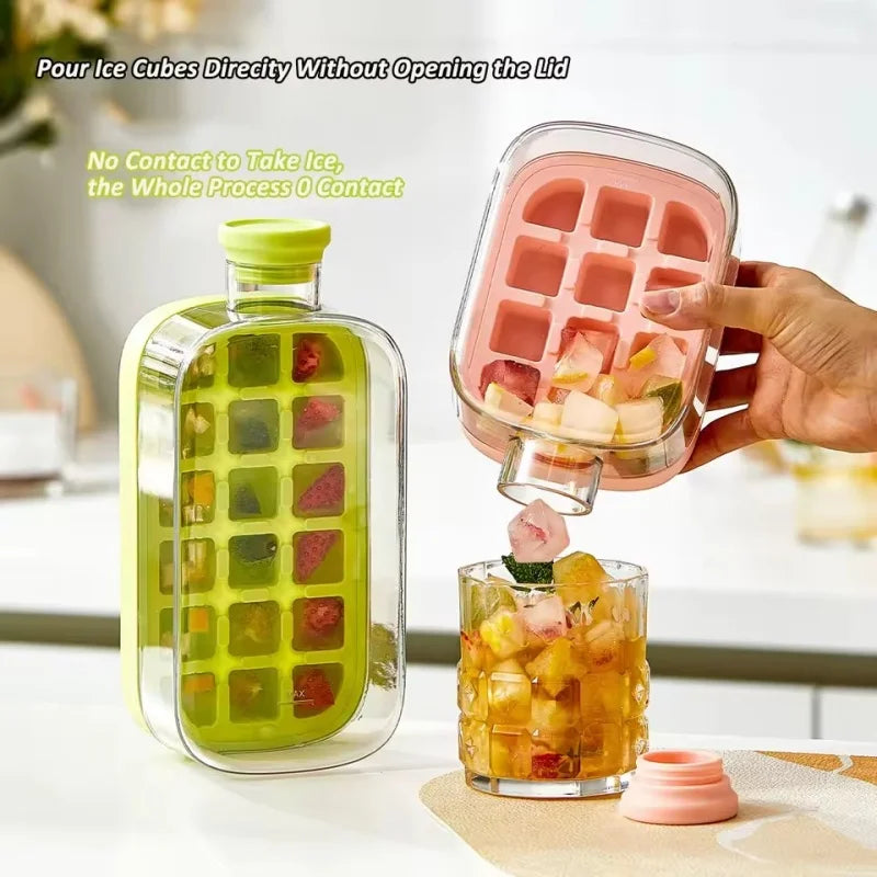 PORTABLE SILICONE ICE CUBE MAKER WITH STRAW
