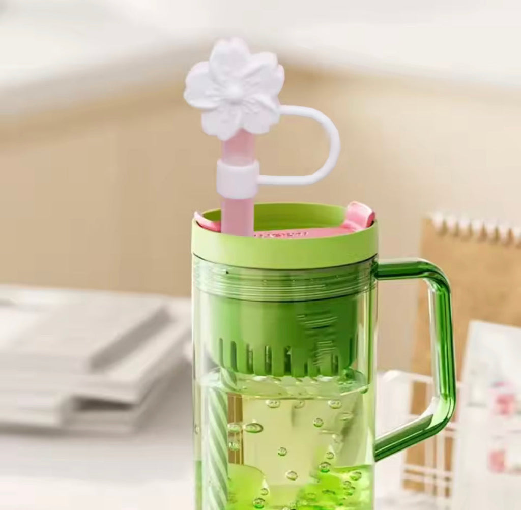 COLORFUL FLORAL DESIGN SILICONE STRAW TOPPERS SET OF 3