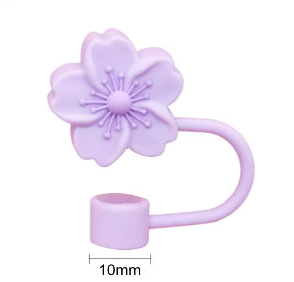 COLORFUL FLORAL DESIGN SILICONE STRAW TOPPERS SET OF 3