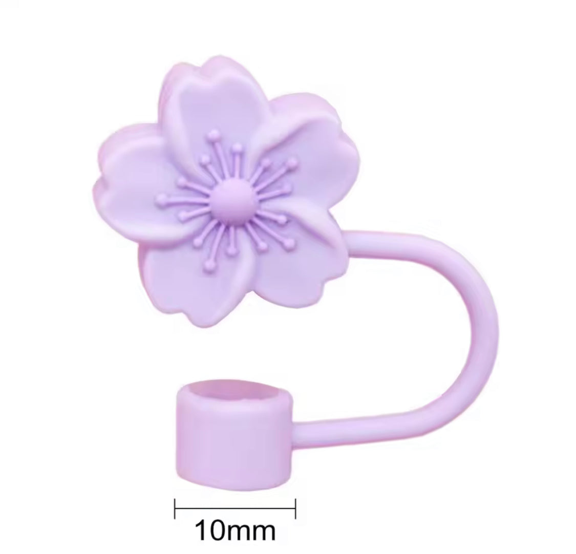 COLORFUL FLORAL DESIGN SILICONE STRAW TOPPERS SET OF 3