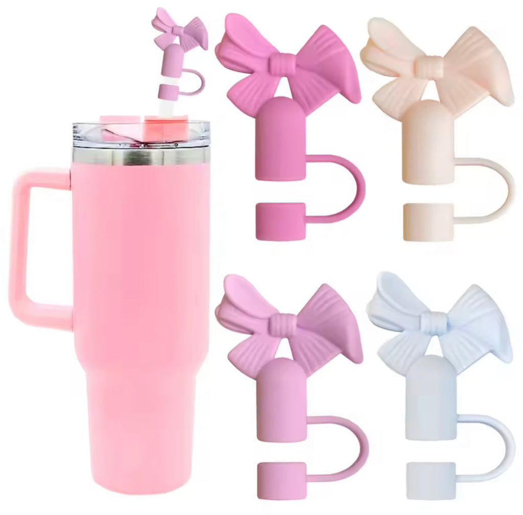 COLORFUL FLORAL DESIGN SILICONE STRAW TOPPERS SET OF 3