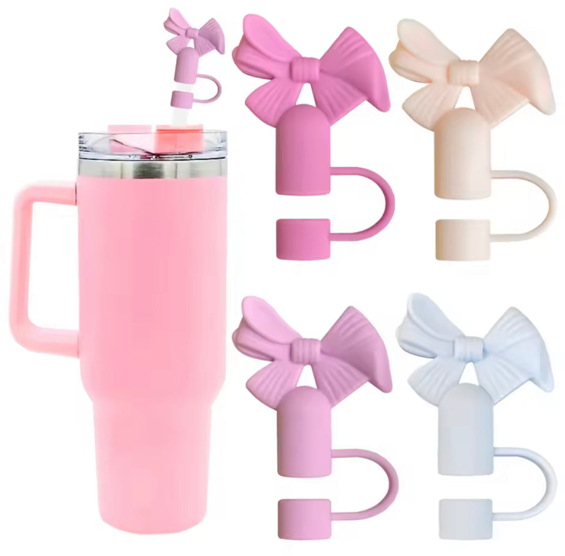 COLORFUL FLORAL DESIGN SILICONE STRAW TOPPERS SET OF 3