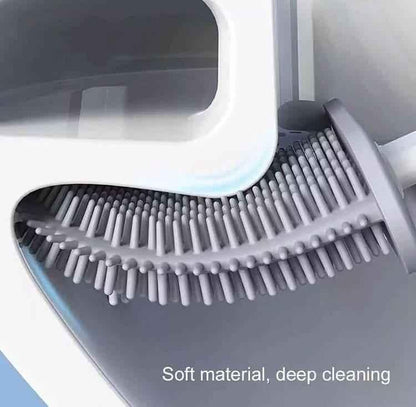 SILICONE TOILET BRUSH SET EASY CLEAN HOLDER