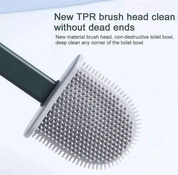 SILICONE TOILET BRUSH SET EASY CLEAN HOLDER