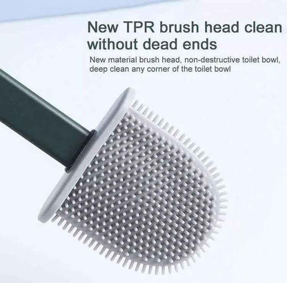 SILICONE TOILET BRUSH SET EASY CLEAN HOLDER