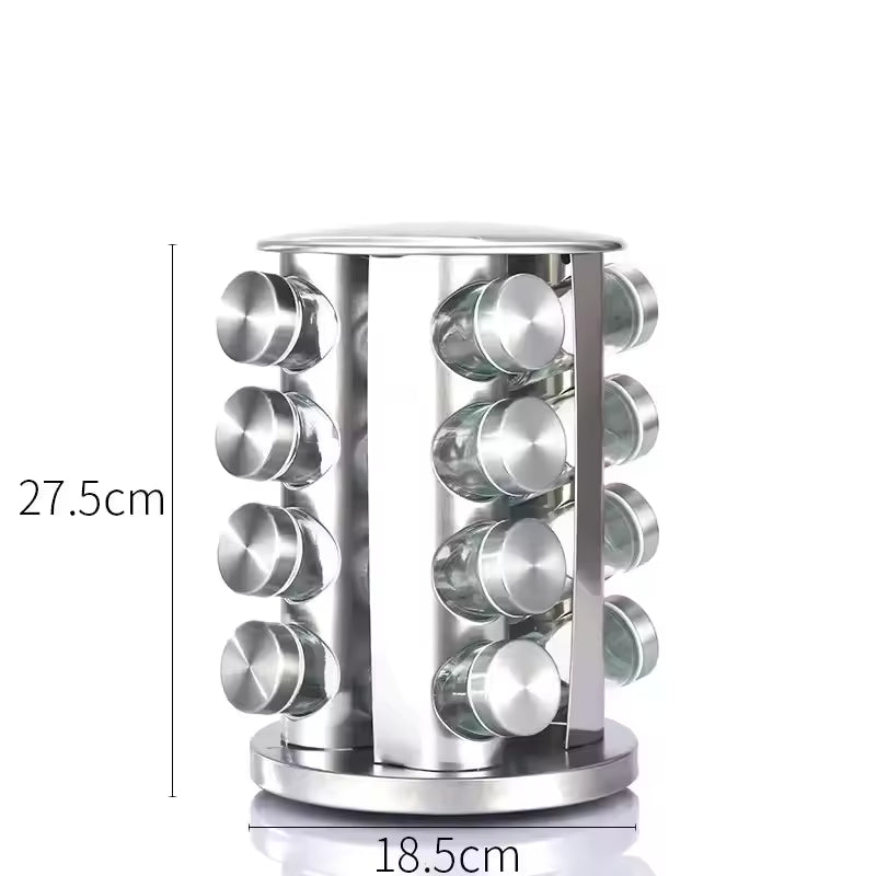 KITCHEN SPICE ORGANIZER – STAINLESS STEEL ROTATING RACK
