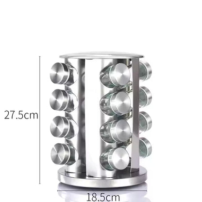 KITCHEN SPICE ORGANIZER – STAINLESS STEEL ROTATING RACK