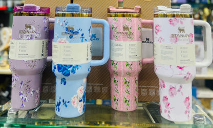 STYLISH FLORAL DESIGN STAINLESS STEEL TUMBLER FOR DRINKS