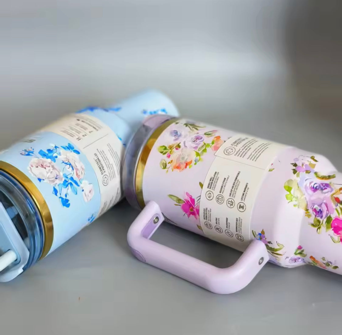 STYLISH FLORAL DESIGN STAINLESS STEEL TUMBLER FOR DRINKS