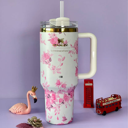 STYLISH FLORAL DESIGN STAINLESS STEEL TUMBLER FOR DRINKS