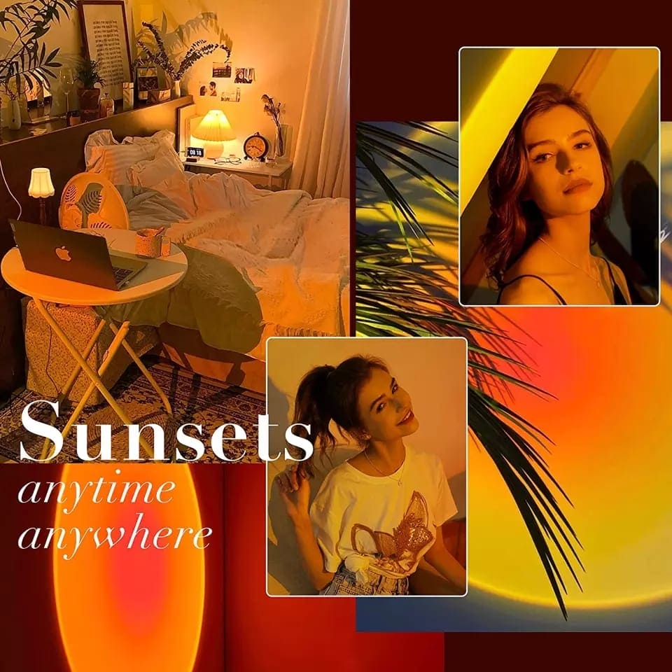 BEDROOM MOOD LIGHTING WITH SUNSET PROJECTOR LAMP