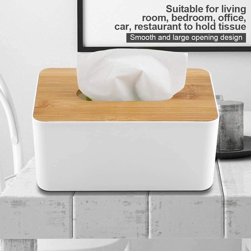 PRODESIRE™ BAMBOO TISSUE BOX WHITE/BLACK WOOD TOP