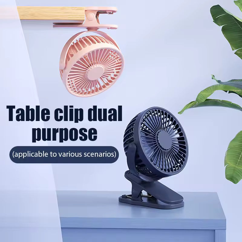QUIET CLIP-ON FAN USB RECHARGEABLE WITH STRONG AIRFLOW