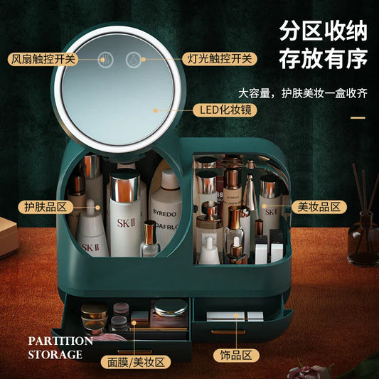 VANITY ORGANIZER WITH BUILT-IN LED MIRROR