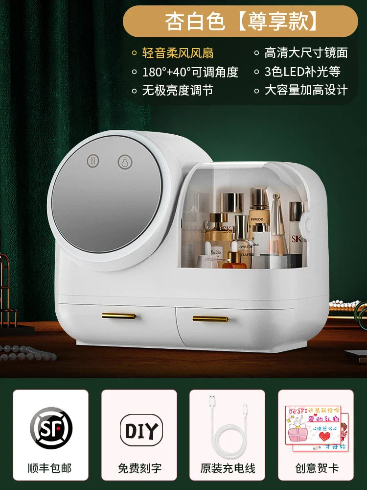 VANITY ORGANIZER WITH BUILT-IN LED MIRROR