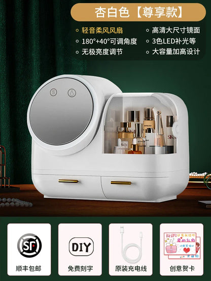 VANITY ORGANIZER WITH BUILT-IN LED MIRROR