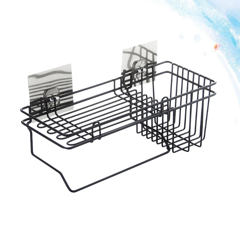 BATHROOM/KITCHEN SINK SHELF – WALL-MOUNT WITH HOOKS