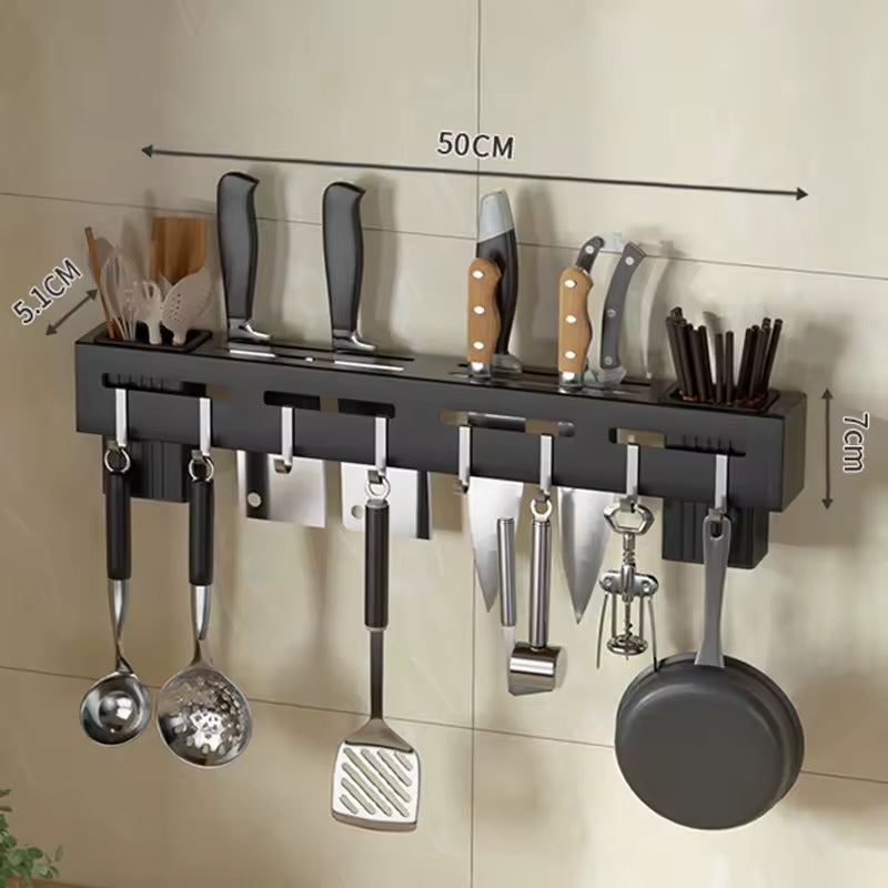 STAINLESS STEEL WALL MOUNTED KNIFE AND UTENSIL HOLDER